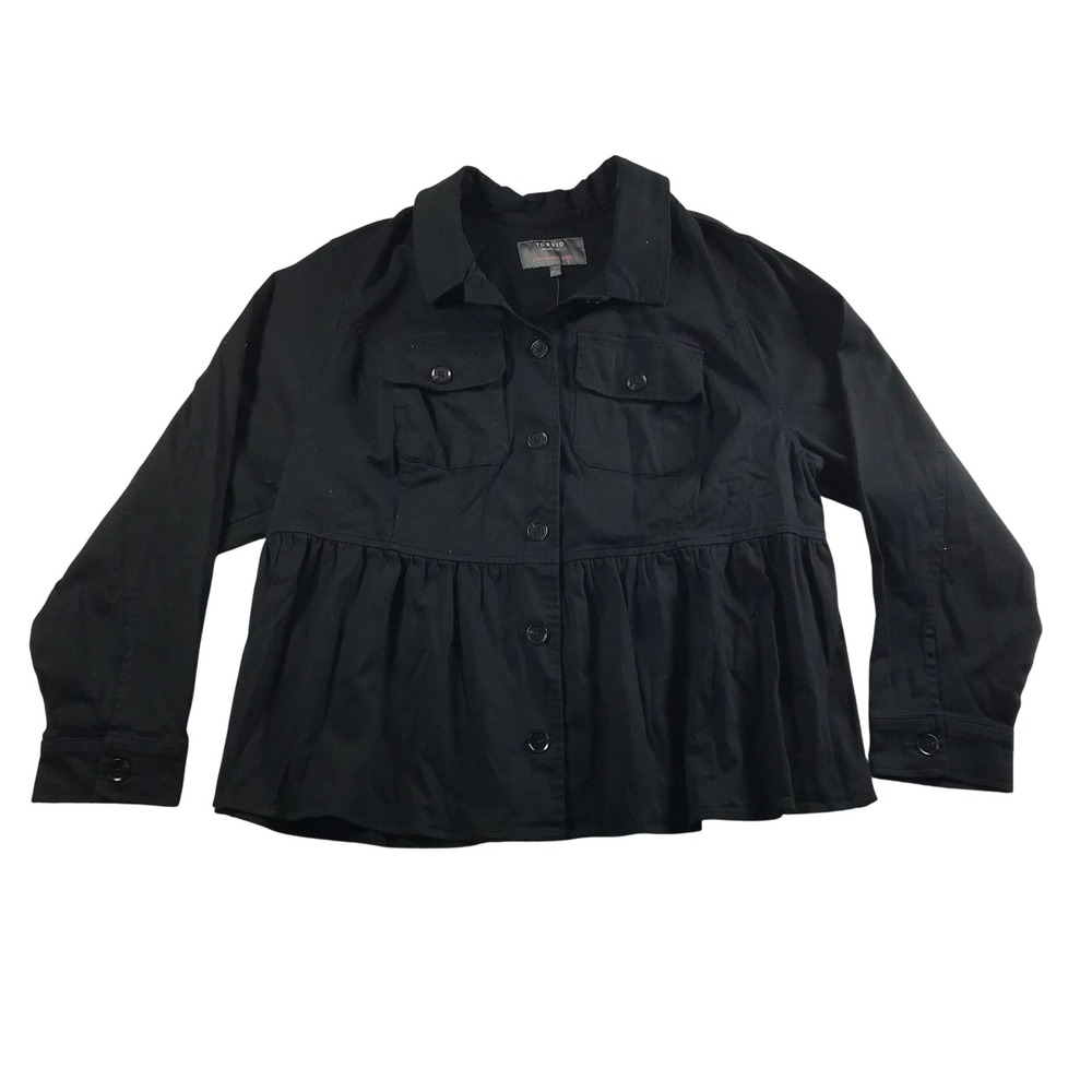 Torrid Peplum Utility Twill Jacket Black Plus Size 3 3X 22-24 43331417 NEW